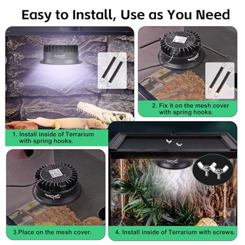 UVB Light for Reptiles, UVA UVB Reptile Light Fixture with Timer LED UVB Bulb for Bearded Dragon Gecko Turtle Chameleon Lizard Snake, Adjustable Brightness UVB Lamp for Reptile Tank Accessories, Black by Hygger zoo - Image 6