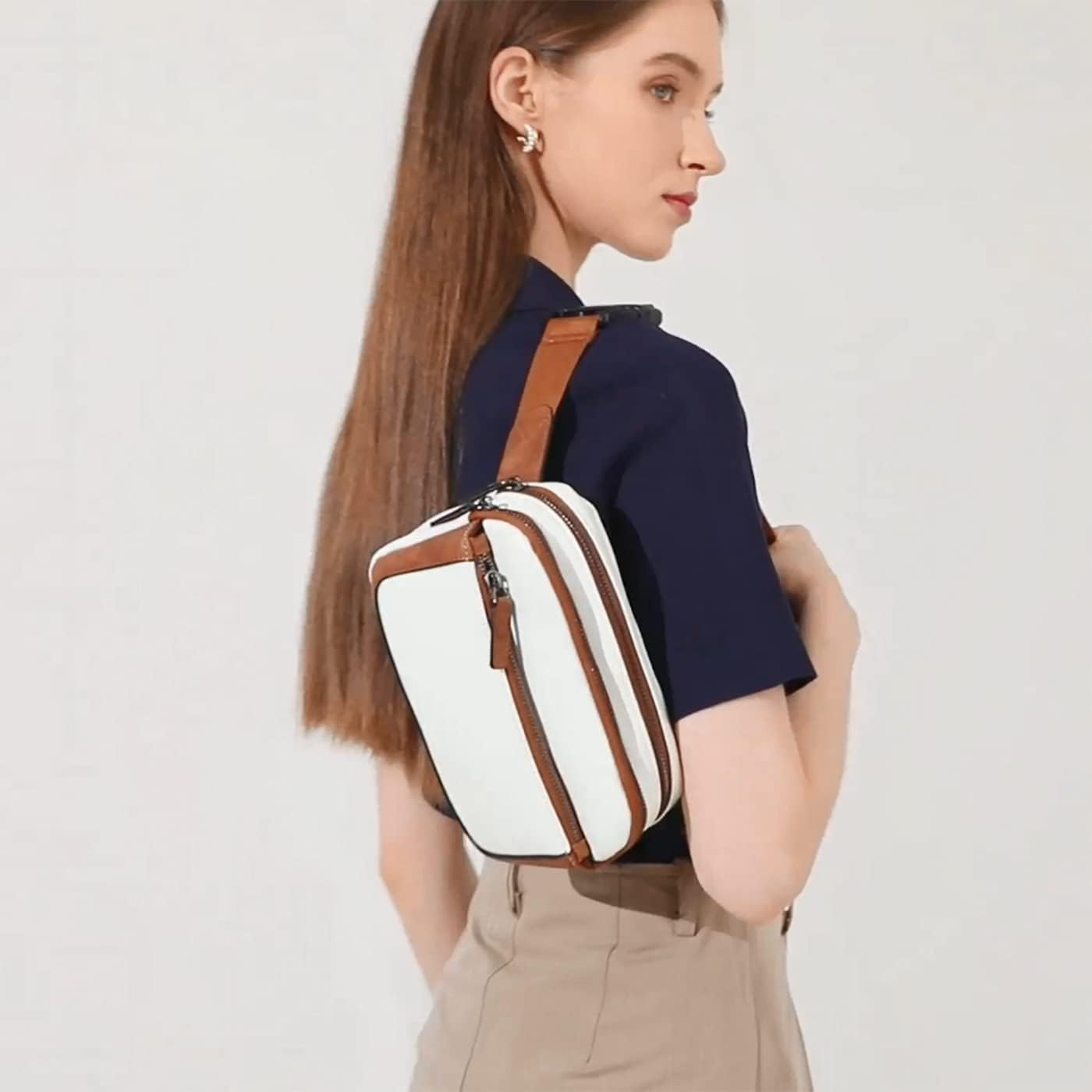 Fanny Packs for Women, Leather Vegan Belt Bag Crossbody Waist Bag Adjustable Strap, Large Fashion Everywhere Belt Bag, Black - Image 9