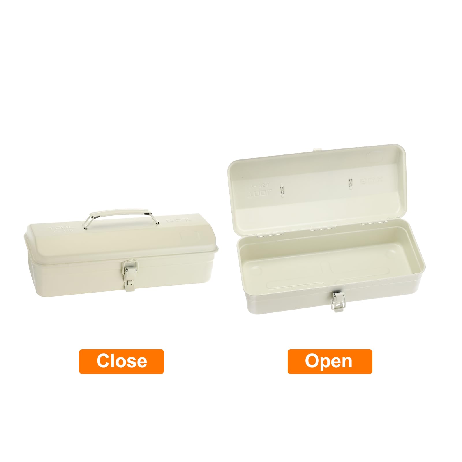 QUARKZMAN Cassetta Degli Attrezzi Portatile In Acciaio 14.2" Con Chiusura A Scatto metallo Stile Tetto A Padiglione Per Casa Officina Auto, Bianco