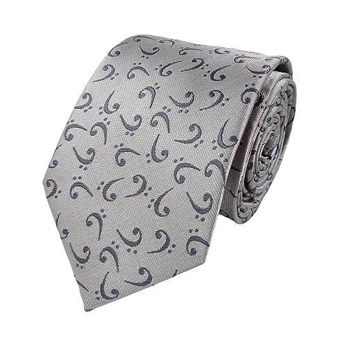 Aeiniwer Men's Bass Clef Necktie - Bassist Gift - Bass Player Gift - Bassplayer Gift - Musician Gift - Bassist Neck Tie #TOP2