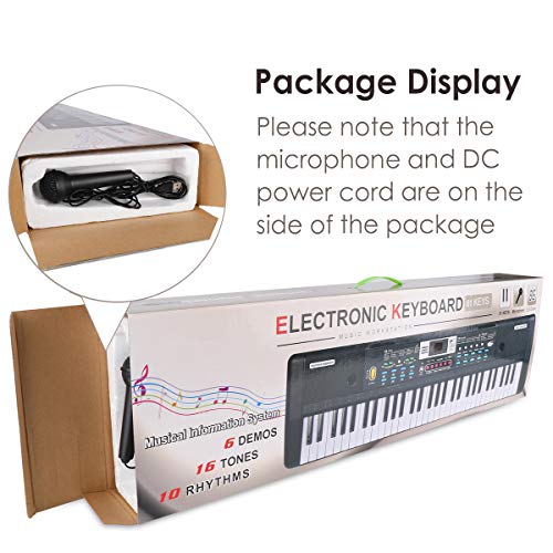 Wostoo Keyboard Piano, 61 Key Portable Keyboard With Built-In Speaker, Microphone, Music Stand, Power Supply, Electronic Keyboard For Beginners Musical Instrument Educational Toy For Kids Boy Girl #TOP7