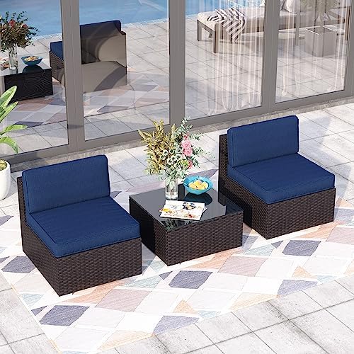 PHI VILLA Outdoor Sectional Furniture 2 Piece Patio Sofa