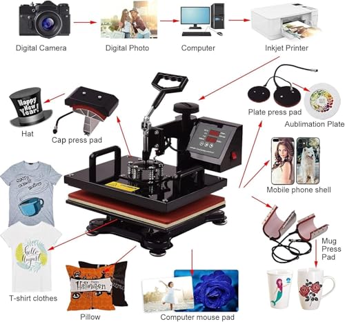 Máquina de planchado térmico 8 en 1 digital multifunción miniatura 3