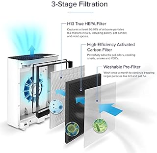 Levoit Purificatore d'Aria con Filtro HEPA, CADR 221 m³/h, contro Allergie, Odore di Polline, con Timer 2/4/8 ore, 23 dB, Modalità Sleep Silenzioso per camera da letto