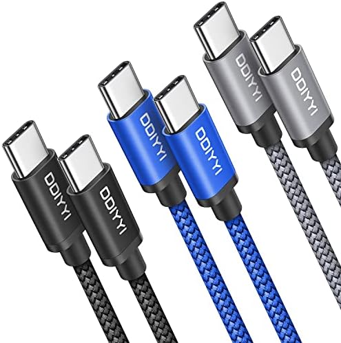 USB C to USB C Cable [3ft, 3-Pack], 60W(3A) Fast Charging USB Type C to Type C Charger Cable Braided for Samsung S23 S22 S21 S20 Ultra 5G, Pixel 7 6 Pro 6a 5a 4a 5 4 3 XL, USB-C Laptop & Tablet