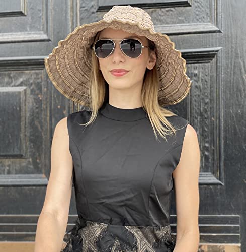 Women Folding Vintage Outdoor Sun Hats For Beach Garden Travelling Uv Protection Brown #TOP4