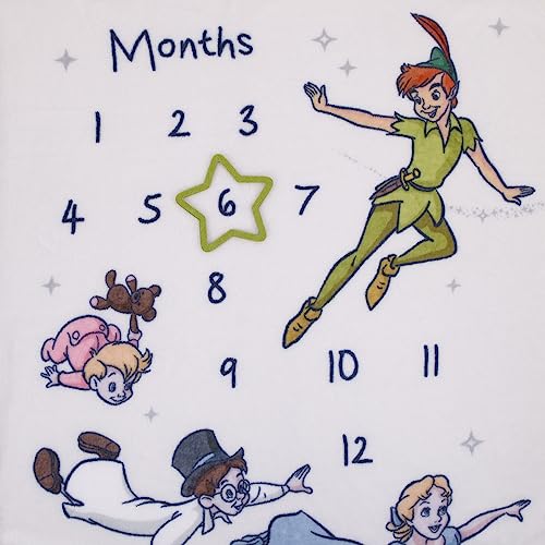 Image of Disney Peter Pan White Let The Adventure Begin Super Soft Photo Op Milestone Baby Blanket