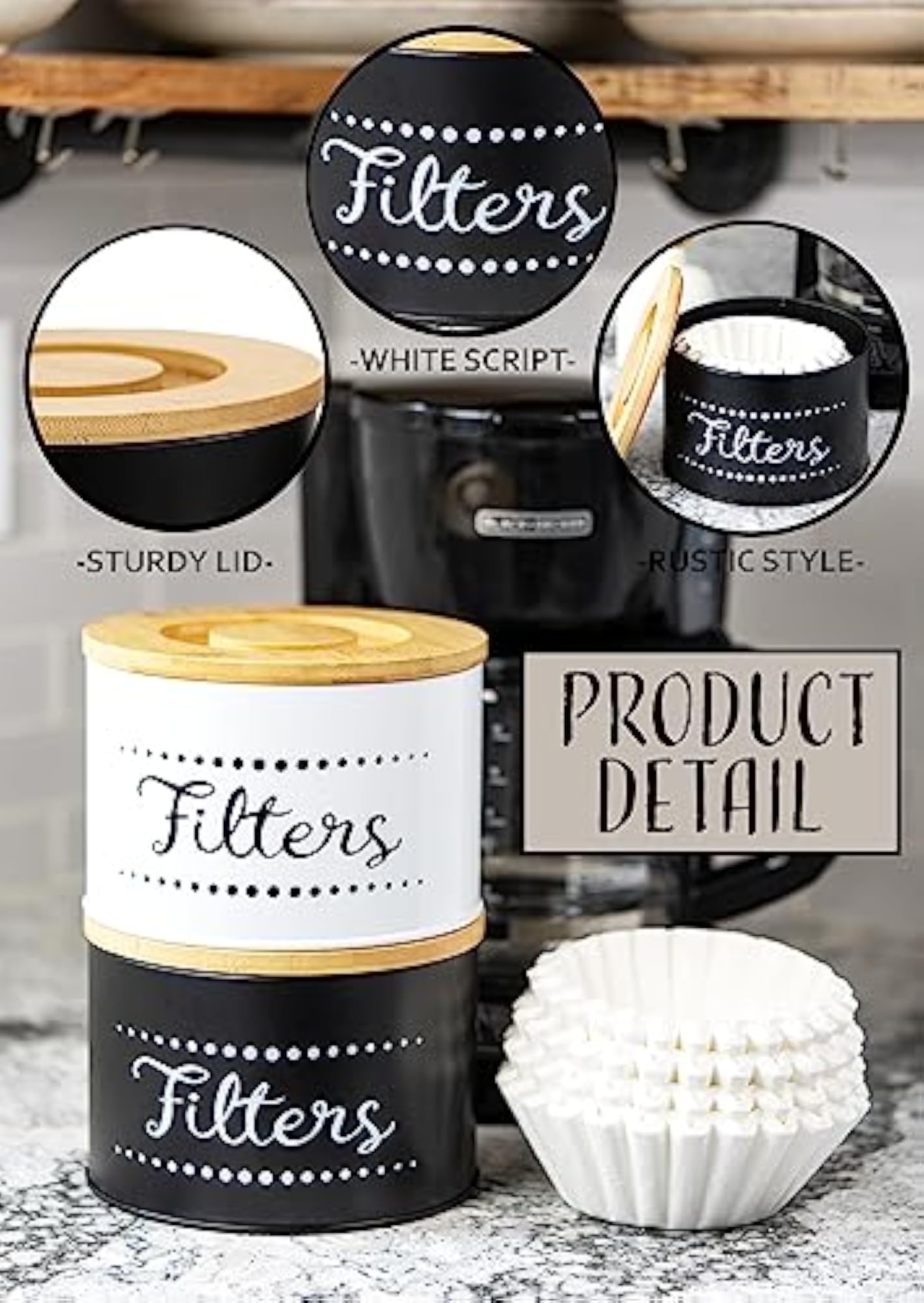 Metal Coffee Filter Holder with Bamboo Lid
