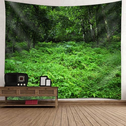 Tapisserie nature jungle verte pour créer un coin lecture apaisant