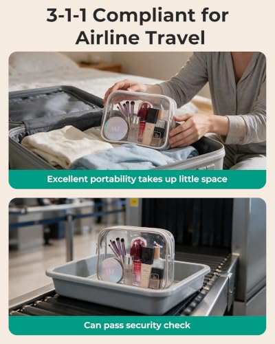 Image of BAGSMART Toiletry Bag Hanging Travel Makeup Organizer with TSA Approved Transparent Cosmetic Bag Makeup Bag for Full Sized Toiletries(Sage Green)