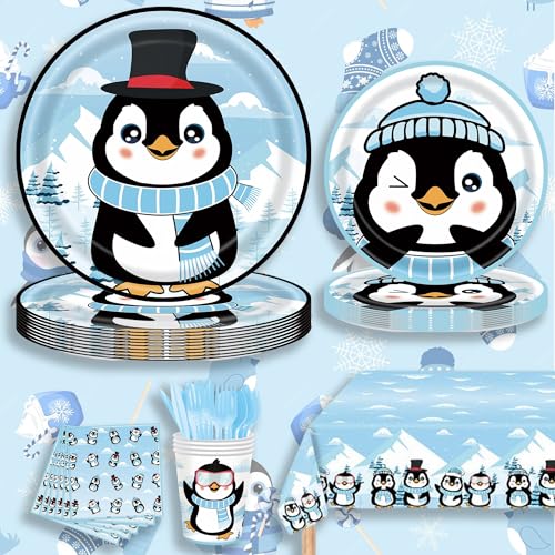 Winter Penguin Party Supplies (141-Piece Set)