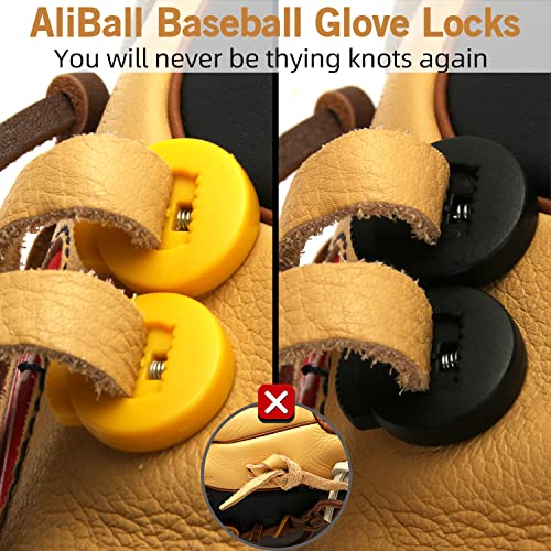 Aliball Glove Locks Baseball, Glove Lace Locks 8 Pack, Never Need Thying Knots Again, Fits All Baseball And Softball Gloves (Black-Yellow) #TOP1