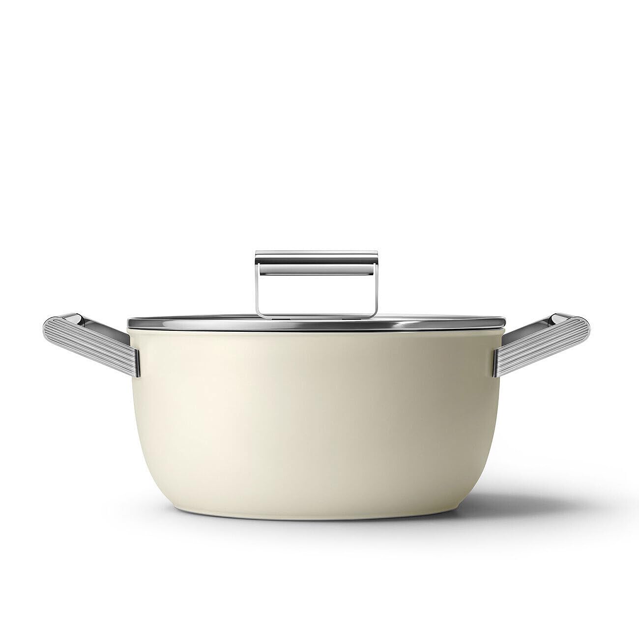 Smeg Cocotte en céramique avec poignée en acier inoxydable Crème mat 24 cm CSF2412CRM