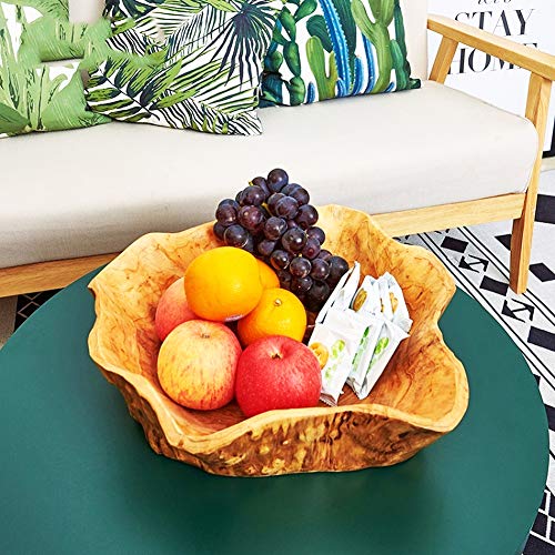 YUZENET Wooden Bowl Natural Root Wood Crafts Bowl, Hand Carved Salad and Fruit Serving Bowl (10-12")