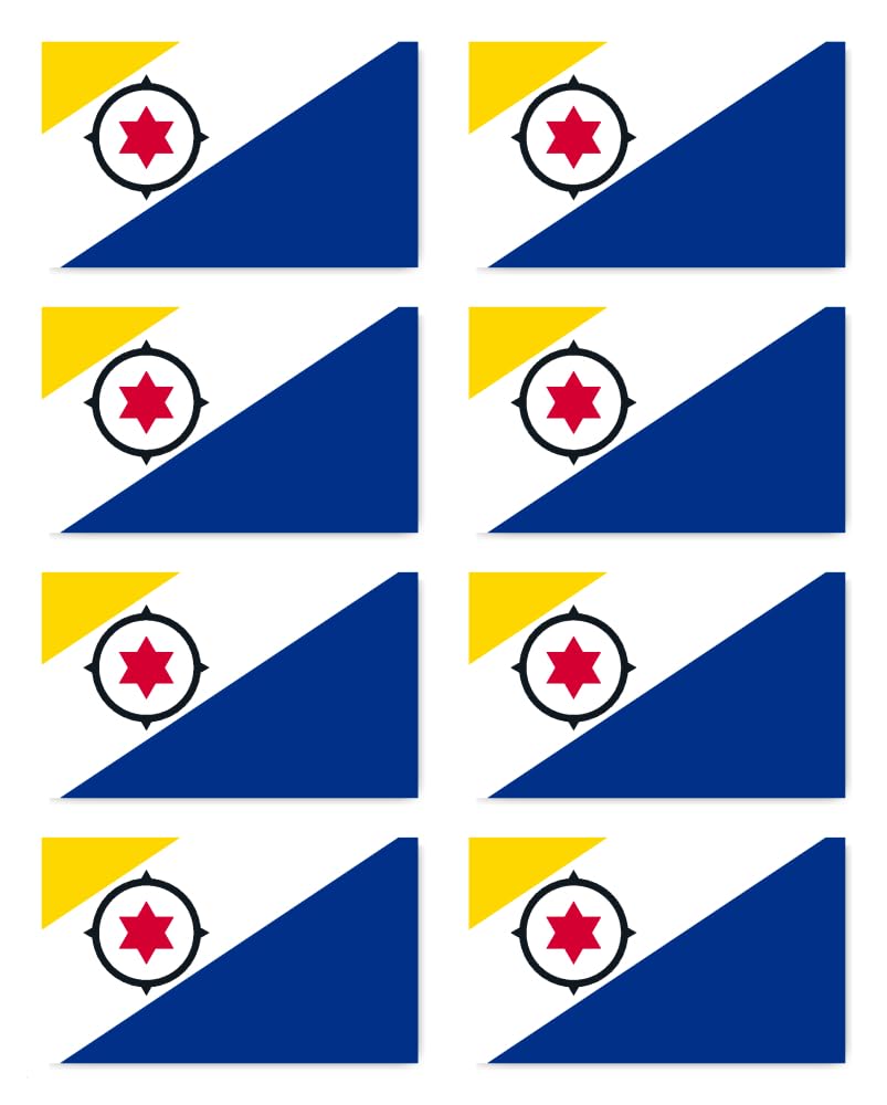 Pegatinas: 75 x 45 mm, 8 unidades – Bandera de Bonaire, San Eustaquio y Saba – BQ – para coche, maleta, portátil y más