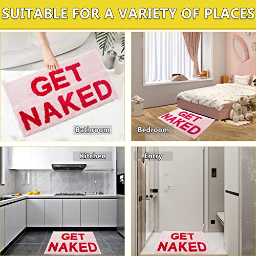Firecos Get Naked Bath Mat Bathroom Rugs Non-Slip Doormat Microfiber Absorbent Bath Shower Mat Bath Rug for Bedroom Bathroom Decoration (Dark Pink - Image 3
