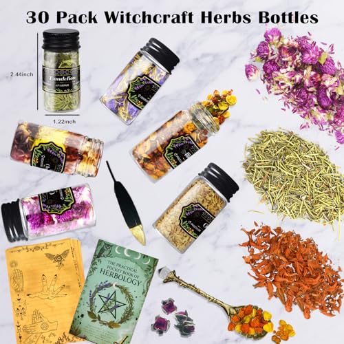 Kit de Hierbas y Flores Secas para Hechizos 30 Botellas miniatura 3