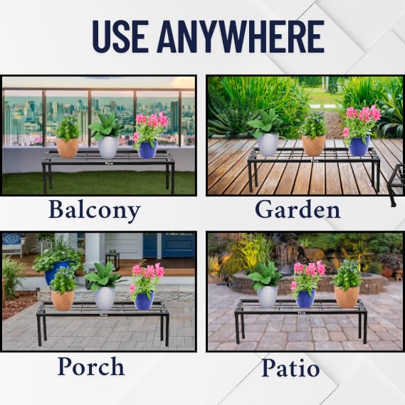 Image of Niyara || Metal Planter Stand || Plant Stand for Pots|| Outdoor Plant Stand (8 Inch Height Set OF 4)