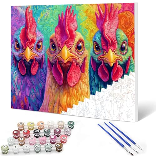Pintura por números de gallos para decorar tu salón este fin de semana