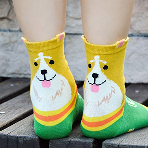 Image of HSELL Women Novelty Socks with Funny Animals Designs Cute Ideal for Cat Lover Breathable Cotton Socks for Daily Wear