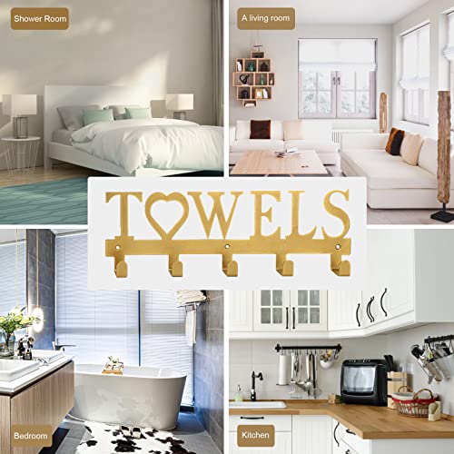 Weekseight Metal Towel Holder Towel Rack, Wall Mount Towel Hanger Hooks For Bathroom Kitchen Bedroom Hanging Towels Bathrobe Robe (5 Hooks Gold) #TOP5