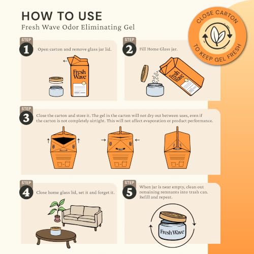 Image of Fresh Wave Odor Removing Gel 4-Pack Glass Jar & 63oz Refill, Orange
