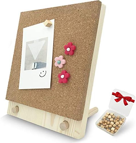 Desktop Cork Board, 10'' x 8'' Bulletin Board Message Board with 12 PCS Push Pins, Decorative Pin Board Perfect for Home School Office Décor