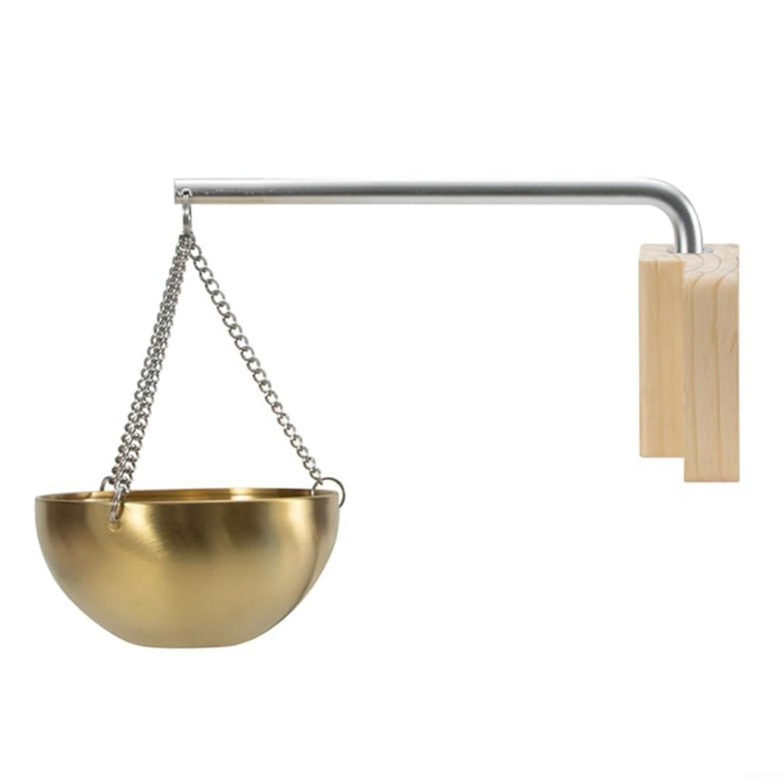 Bol aromatique pour sauna en acier inoxydable 304 500 ml doré avec support en bois de cèdre