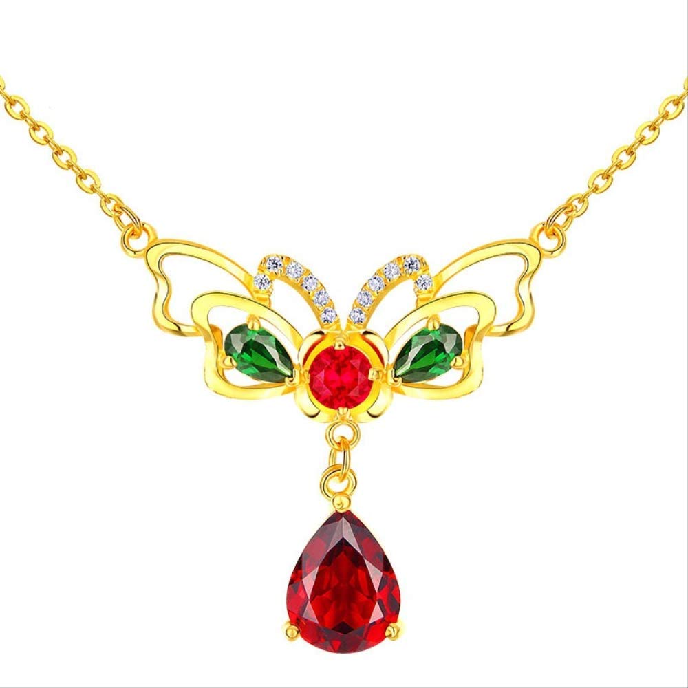 Collier rubis argent 925 : bijou papillon d'exception en forme de goutte d'eau - 6