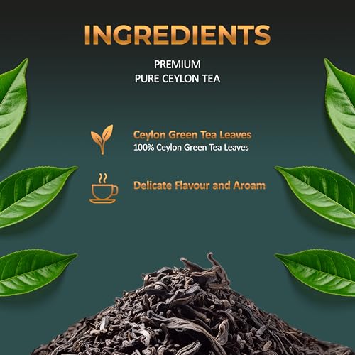 SAMLEY CEYLON - Green Tea Loose Leaf - Ceylon Tea Premium Green Tea - Mountain Fresh Sri Lanka Pure Fantasy Blend - Loose Leaf Specialty Grade Authentic Quality - 3.5oz Package