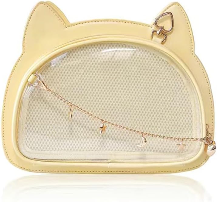 Cute Cat Ita Bag Pin Display Crossbody Bag Y2k Aesthetic Single Shoulder Bags with Chain Decor Handbag with Insert