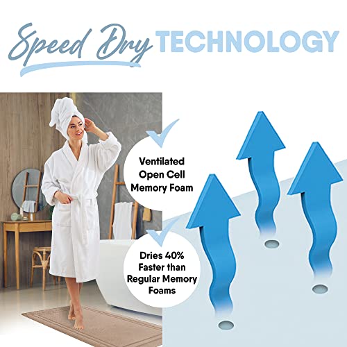 Microdry Quick Drying Memory Foam Framed Bath Mat With Griptex Skid-Resistant Base, Runner - 24X58, Linen #TOP1