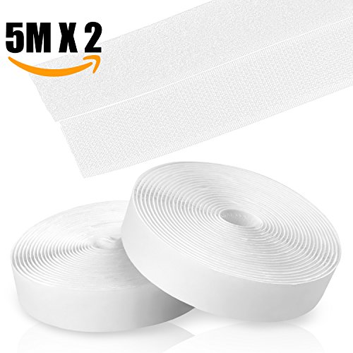 KKTICK Klettband Selbstklebend, 5m Extra Stark Doppelseitig Klebende,Klettverschluss Selbstklebend,20mm Breit Haftkraft Selbstklebend (Weiß)