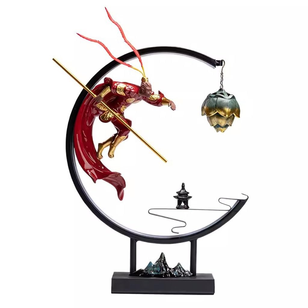 Cercle brûleur d'encens Singe Roi TUSUOD, porte-encens style chinois cascade fumée LED
