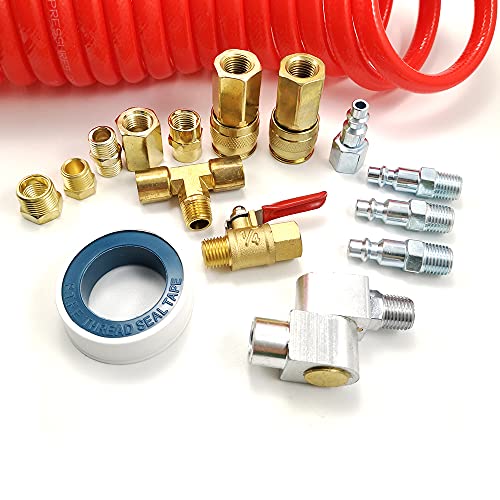 Dp Dynamic Power 16-Pc. Air Compressor Accessory Kit With 3/8" X 15 Ft Coil Air Hose #TOP1