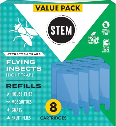 Image of STEM Flying Insect Light Trap Refill Cartridges, Indoor Fruit Fly Trap, Insecticide-Free Pest Control for Home, Attracts and Traps Insects, Official STEM Refills - 8 Count