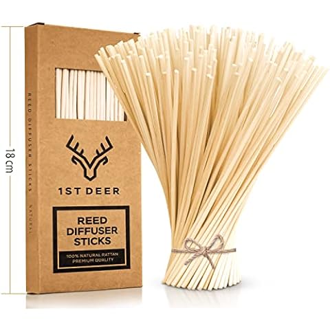 1st Deer 100 pcs Reed Diffuser Sticks – 7 Inch Natural Rattan Essential Oil Aroma Refill Wood Sticks for Spa, Fragrance, Aromatherapy (7"*3mm, Natural Color) Cover
