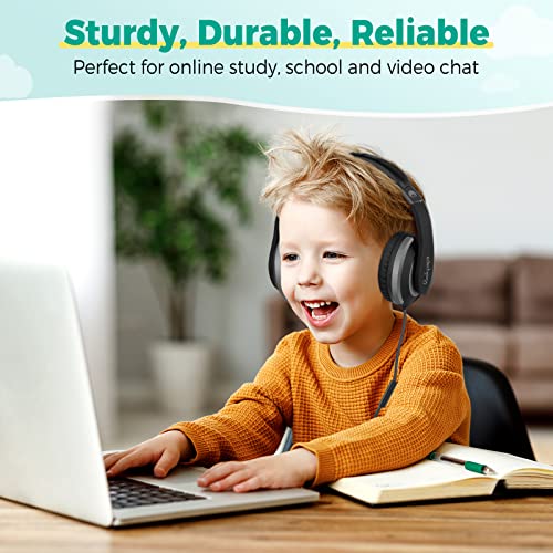 Rockpapa I20 Foldable Kids Headphones With Microphone For School, Wired On-Ear Boys Girls Childrens Students Headphones Plug In For Tavel Laptop Computer Pc Tablet Cd Dvd Tv Black Grey #TOP5