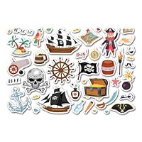 A5 Sticker Sheet Pirate Vinyl Stickers - Ship Barrel Pirates Treasure Adventure Map Travel Holiday City Scrapbook Aesthetic #82152