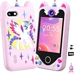 Kids Smart Phone for Girls Gifts - Toddler Christmas Birthday Gift for Age 3 4 5 6 Year Old, Kids Mobile Phone Toy with Touchscreen, Dual Cameras, Learning, Music Player, Games with 32 GB Card (pink)