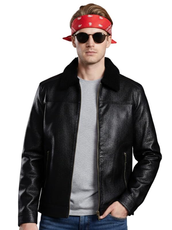 leather retail Men'S Black Aviator Jacket | Faux Leather Casual Jacket-picture-33