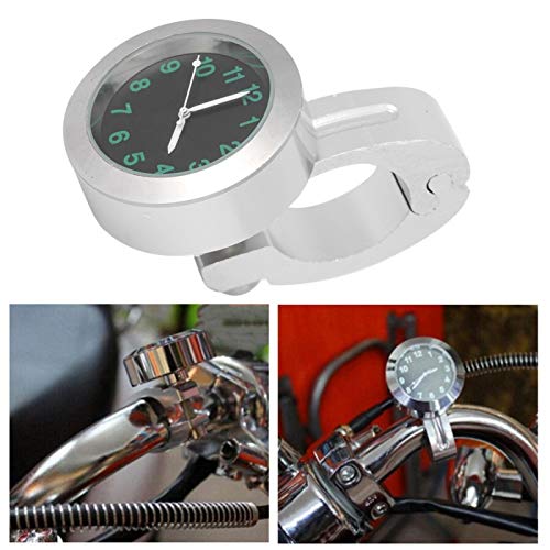 Motorraduhr, 7/8-1in Metall Universal Motorrad Lenkerhalterung Metall Handgriff Bar Uhr Zubehör(Silber)