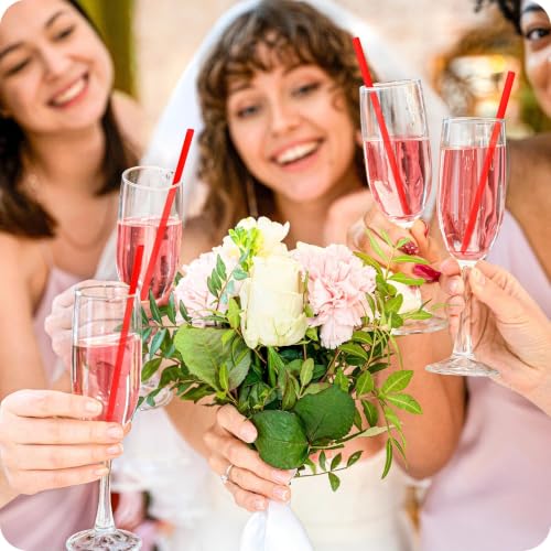 Image of 300pcs Heart Shaped Individually Wrapped Straws, 8mm Commercial Grade Straw