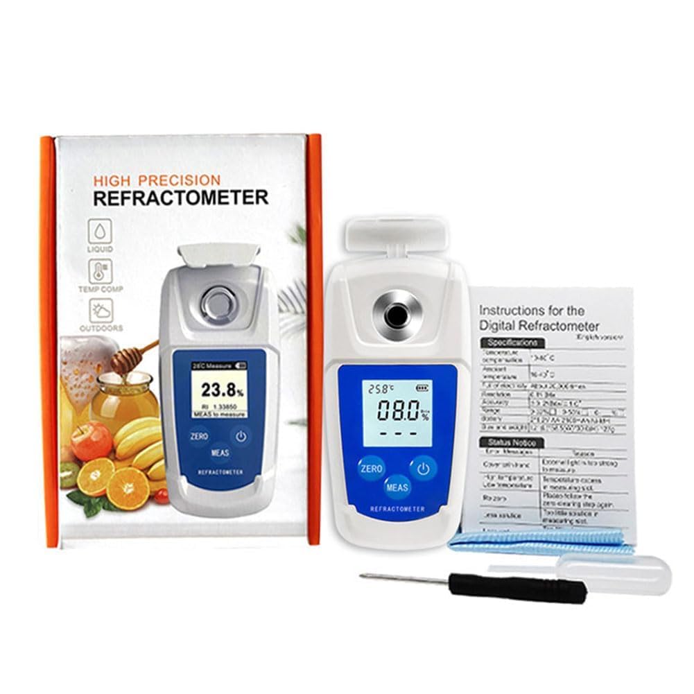 Digital Sugar Content Meter with Automatic Temperature Compensation and Wide Measuring Range for Food and Beverage Testing (0-32%)