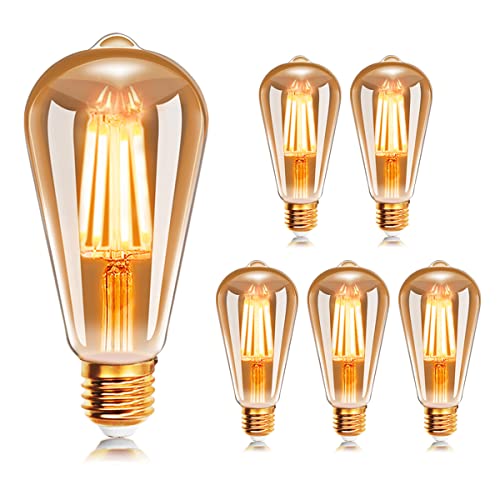 EXTRASTAR Ampoule à filament LED E27 ST64 4W 2200K Blanc Chaud, Rétro Edison Ampoules Vintage Antique Lampe, 400Lm Equivalent à Ampoule Traditionnelle 35W,...