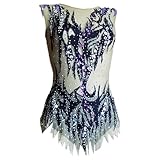 Zagitova Leotardo de gimnasia rítmica for mujer elegante transpirable brillante diamantes de imitación niñas leotardo de Ballet Tutu(3XL)