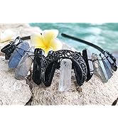 FZBHRO Crystal Quartz Headband Crown Black Women Decorative Hair Accessories Quartz Tiara Crown f...