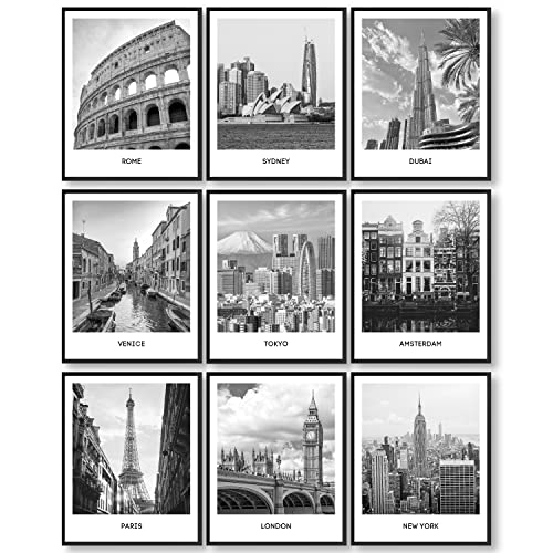 97 Decor Black White City Wall Art Print - Cityscape Pictures, Famous Architecture Landscape Artwork Wall Decor, European Buildings Poster, New York City Skyline Photo (8X10 Unframed) #TOP10