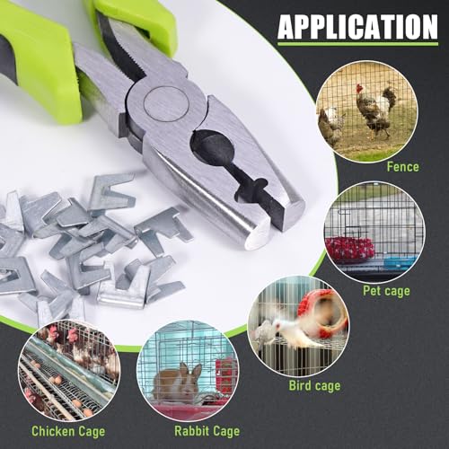KHEARPSL Hog Ring Pliers and 1200Pcs Wire Cage Clips, Fencing Pliers J-Clips Chicken Dog Rabbit Cage Building Supplies Tools, Wire Net Mesh Fastener by KHEARPSL - Image 6