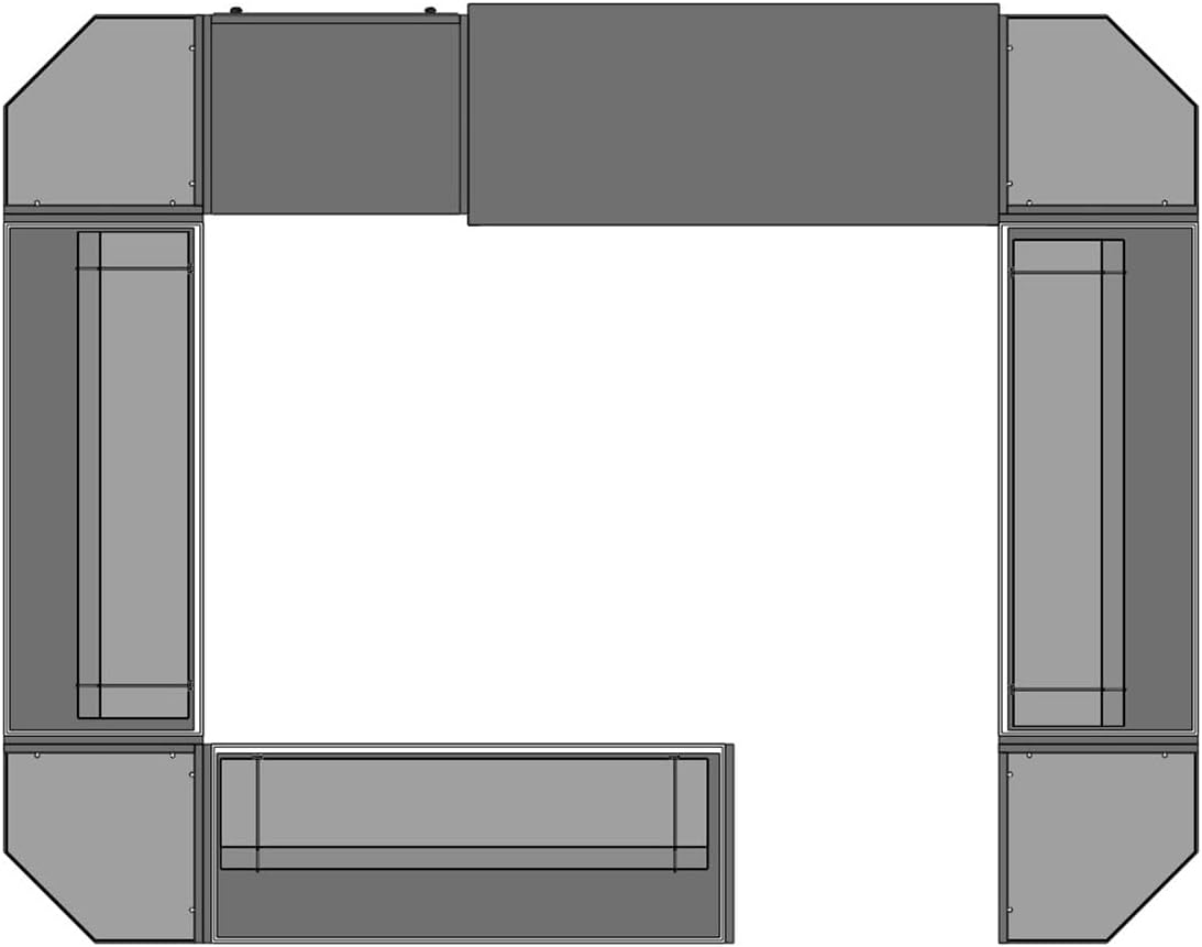 Displays2go Retail Counter Configuration w/ 9 Components, Black Finish & Adjustable Glass Shelves